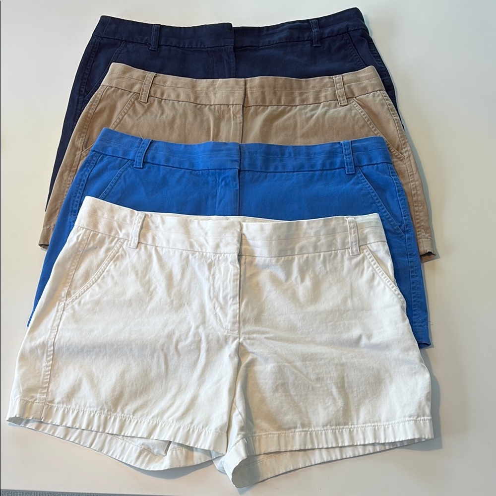 J. Crew Flat Front Cotton Twill Shorts - set of 4